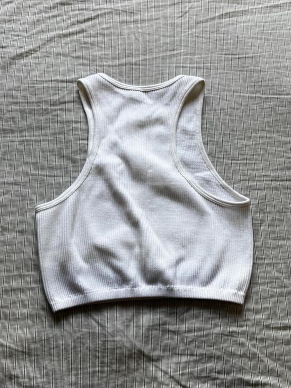 Amazon White Ribbed Crop Tank Top - Picture 2 of 2